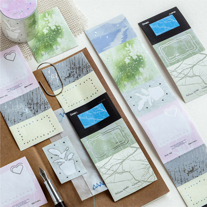 Inspiration Notes Series Die Cutting Silver Stamping Writing Paper Tape