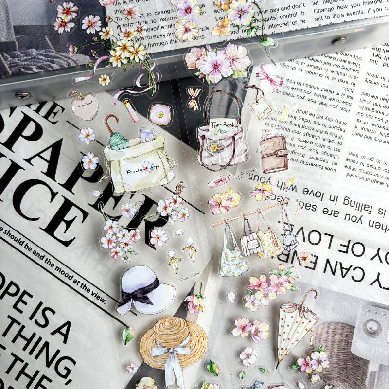 Whole Roll 5.5cm*5m Flowers Stories Die Cutting Washi/PET/Fog PET Tape featuring flower designs for journaling, scrapbooking and collage