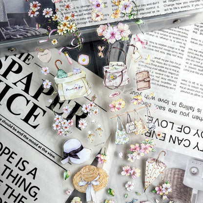 Whole Roll 5.5cm*5m Flowers Stories Die Cutting Washi/PET/Fog PET Tape featuring flower designs for journaling, scrapbooking and collage