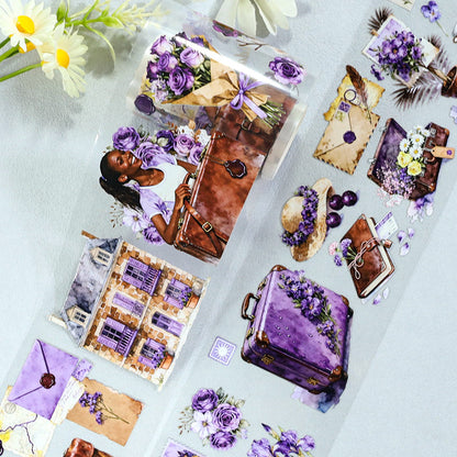Purple Brown Holiday PET Tape featuring brown designs for journaling, scrapbooking and collage