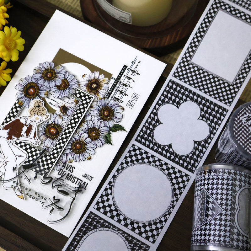 5.5cm*100cm Modern frame Die Cutting Washi/PET Tape for journaling, scrapbooking and collage