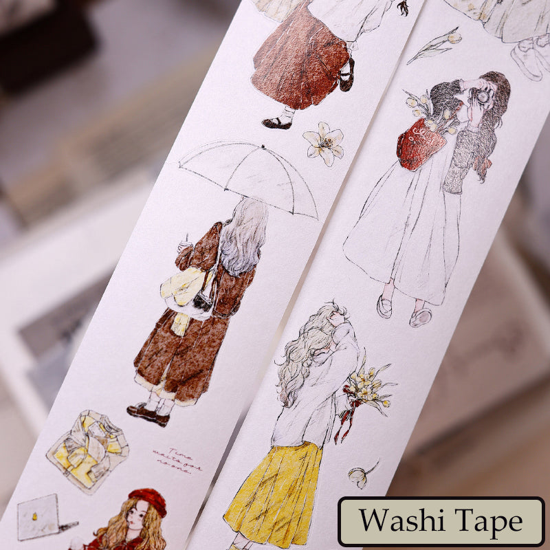 5cm*100cm Flower Among Girl Die Cutting Washi/PET/Fog PET Tape