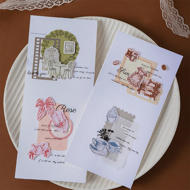 Antique Tea Chat series Die Cutting Writing Tape featuring tea designs for journaling, scrapbooking and collage