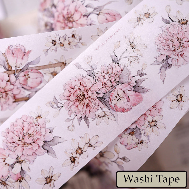 Fluffy flower petals Die-Cutting Washi Tape - Whole Roll 5.5cm×6m