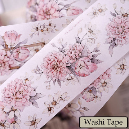 Whole Roll 5.5cm*6m Fluffy flower petals Die Cutting Washi/PET/Shell Light PET Tape