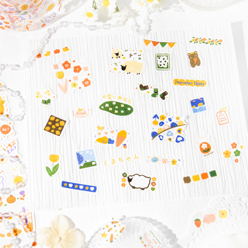 Lamb ranch Series Die Cutting Flash Self-adhesive Tape for journaling, scrapbooking and collage
