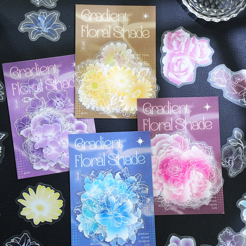 Colorful Flower Shadow Series Sticker featuring flower, shadow, and color designs for journaling, scrapbooking and collage