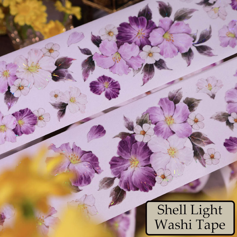 5.5cm*100cm Purple Moon Rose Die Cutting Shell Light Washi/PET Tape