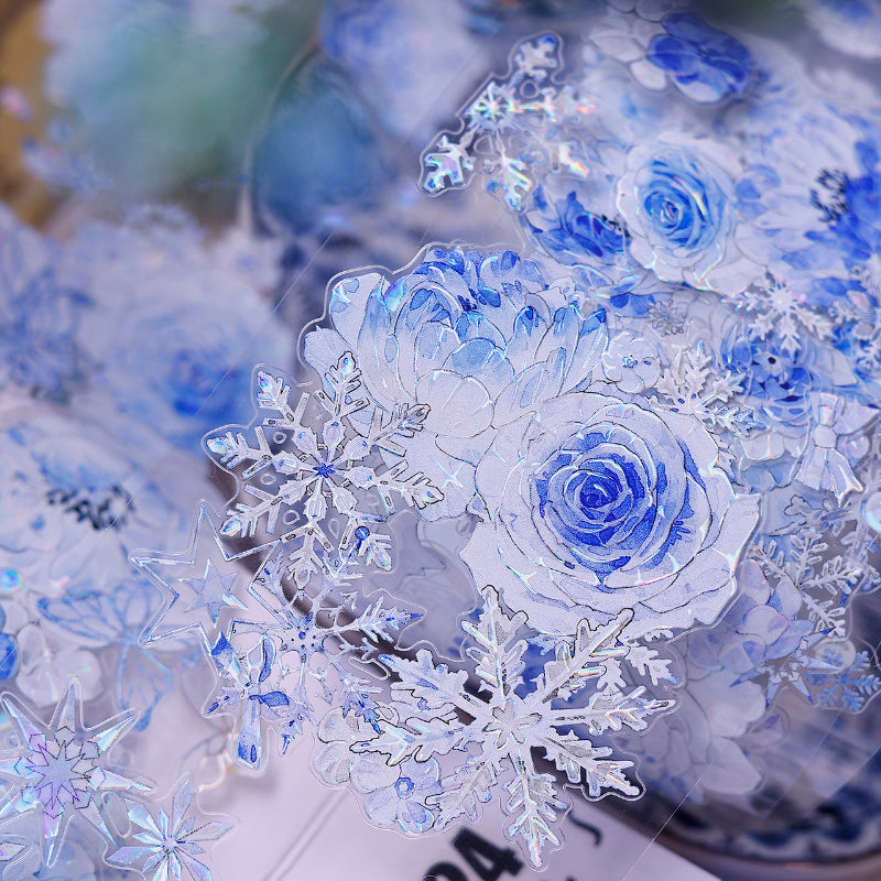 6.5cm*150cm Yingxue Lan Die Cutting Washi/PET/Shell Light PET Tape featuring light designs for journaling, scrapbooking and collage