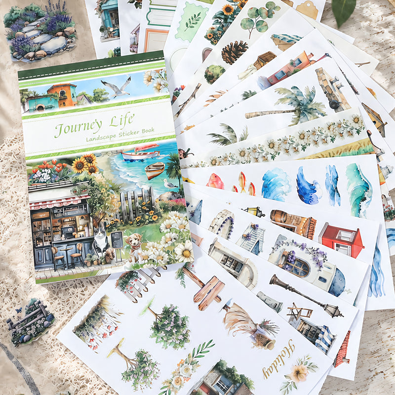 Journry Life Sticker Book featuring book designs for journaling, scrapbooking and collage