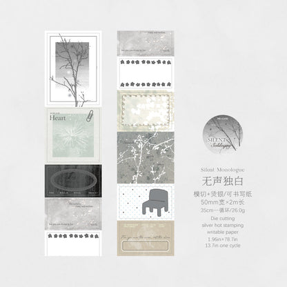 Inspiration Notes Series Die Cutting Silver Stamping Writing Paper Tape