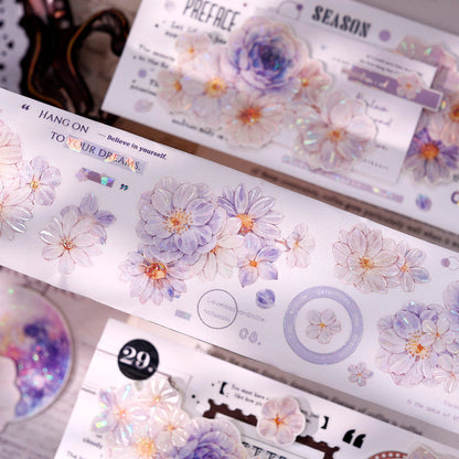 5.5cm*125cm Softly Blooming Flower Die Cutting Washi/PET/Shell Light Washi/PET Tape