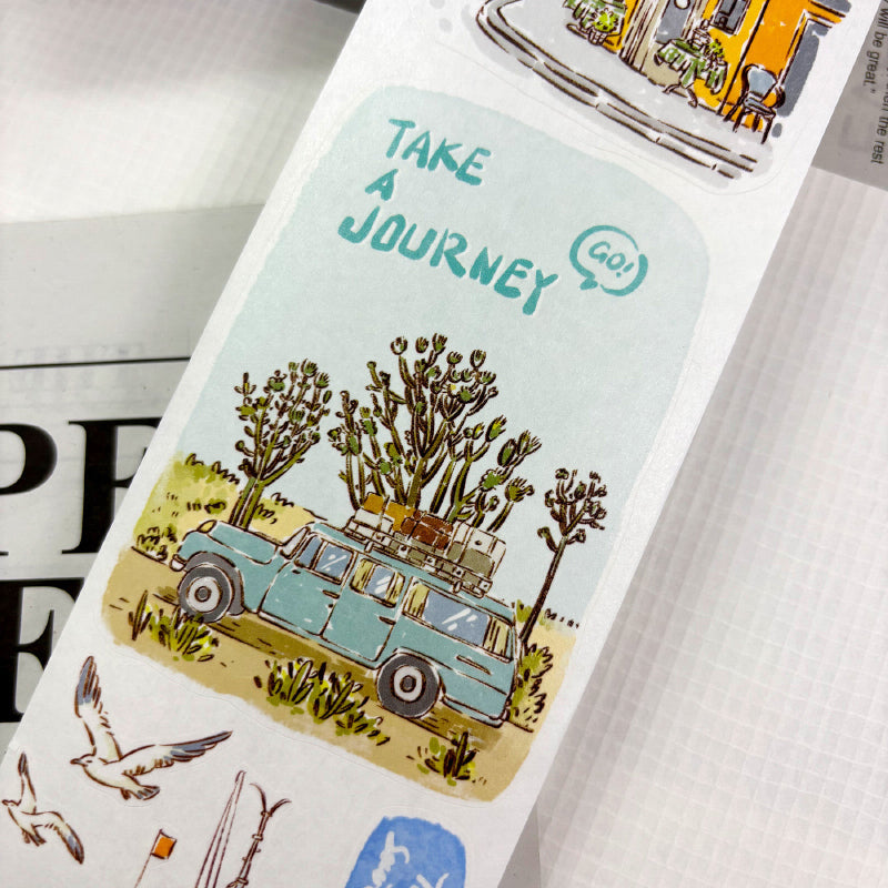 7cm*100cm Take a Journey Die Cutting Washi/PET/Fog PET Tape for journaling, scrapbooking and collage