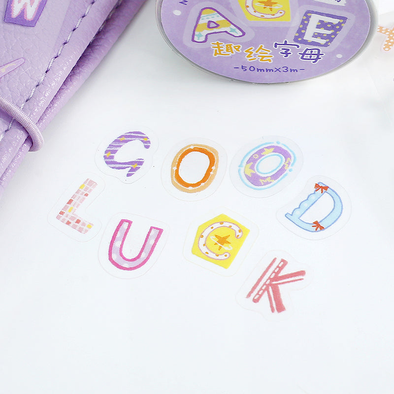Colorful Fun Words Series Die Cutting PET Tape featuring color designs for journaling, scrapbooking and collage