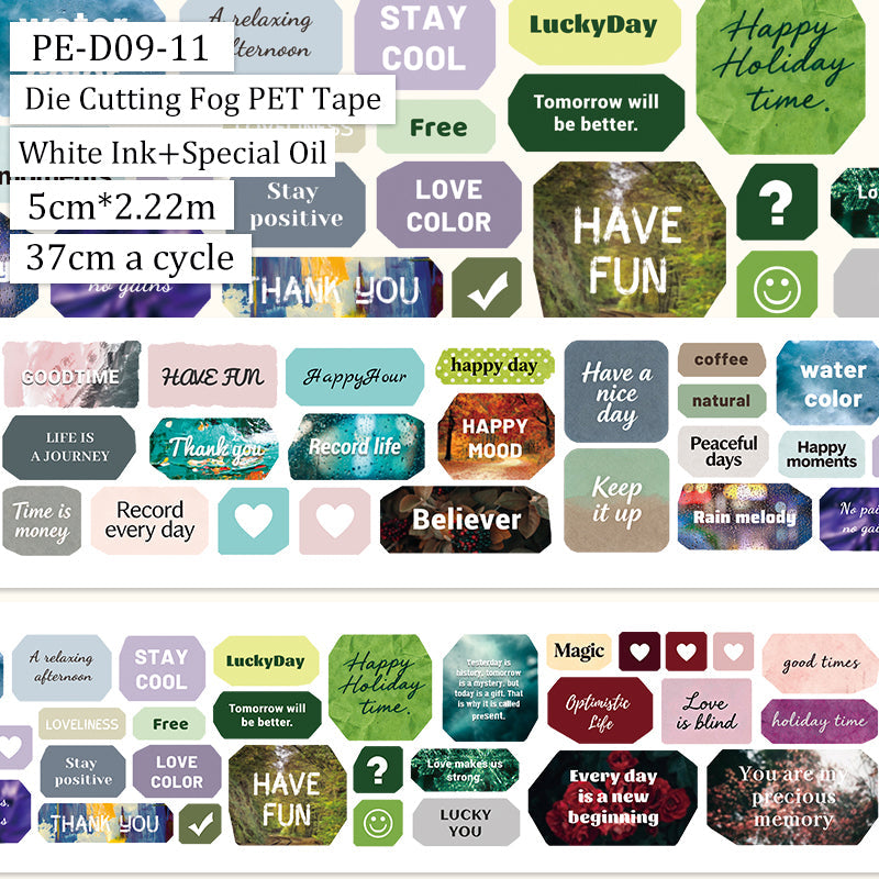 Life Poem Die Cutting Fog PET Tape for journaling, scrapbooking and collage