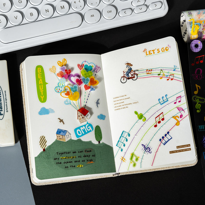 Color Diary Series Die Cutting PET Tape featuring color designs for journaling, scrapbooking and collage