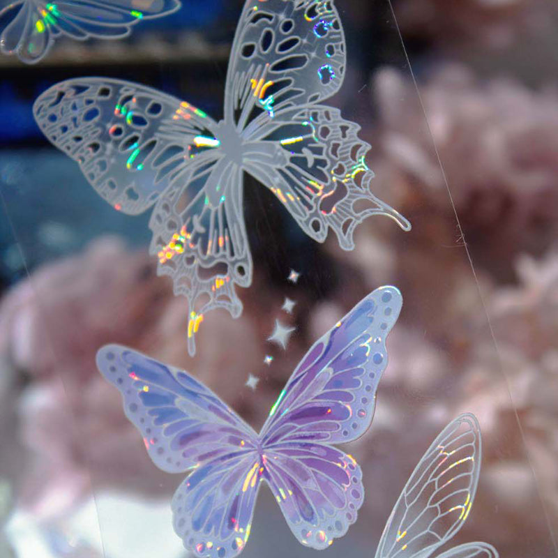 6cm*100cm Hyaline Feather Shell Light PET Tape featuring light designs for journaling, scrapbooking and collage