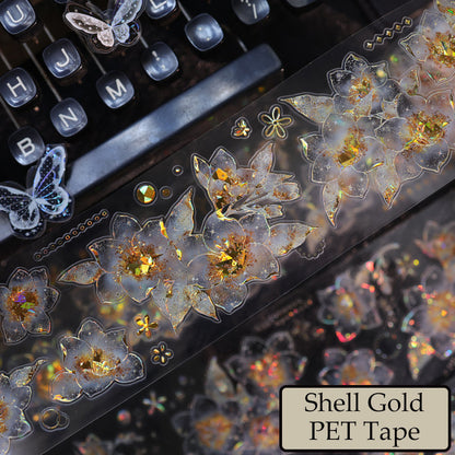 6cm*100cm Fragrant Orchids Die Cutting Shell Silver/Gold/Light PET Tape