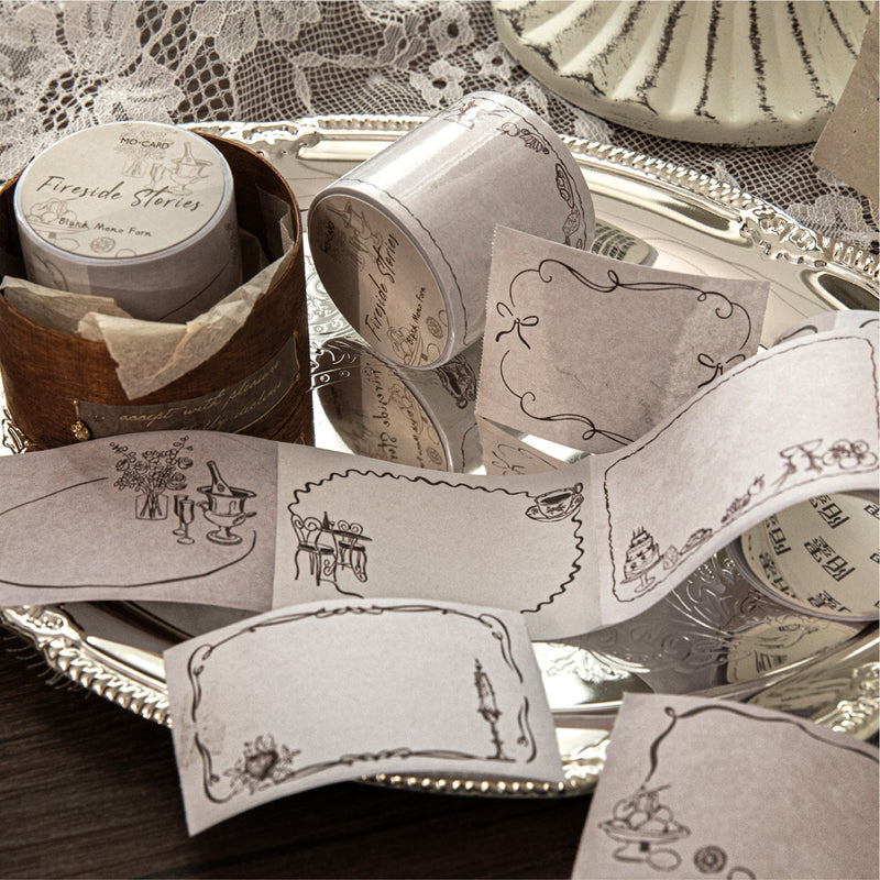 Memo Blank Signature Series White Kraft Paper Tape featuring white designs for journaling, scrapbooking and collage