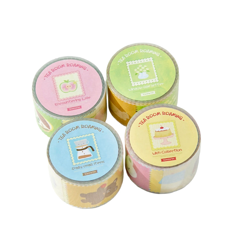 Tea Room Tour Series Die Cutting Flash Synthetic Paper Tape featuring tea designs for journaling, scrapbooking and collage