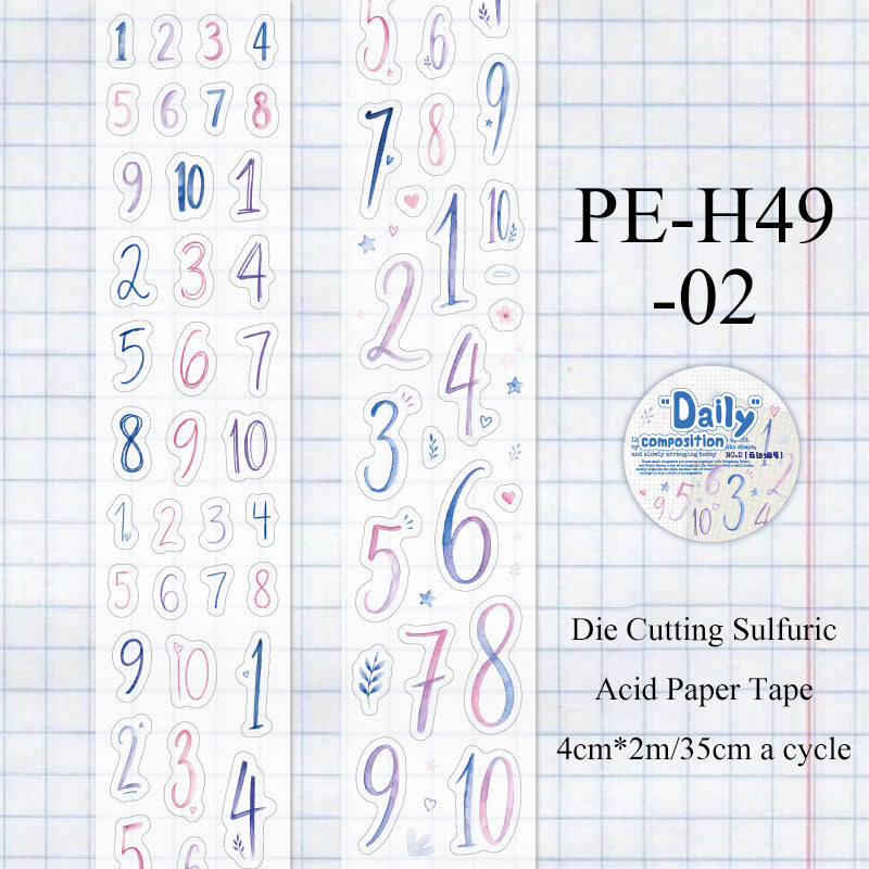 Daily Composition Series Die Cutting Sulfuric Acid Paper Tape