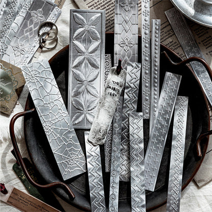 Floating Pattern Silver Strip Series Sticker featuring silver designs for journaling, scrapbooking and collage