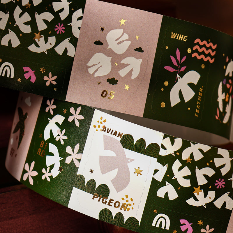 Starlit Letters Series Die Cutting Gold Stamping Coated Paper Tape featuring old, gold, and letter designs for journaling, scrapbooking and collage