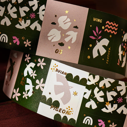 Starlit Letters Series Die Cutting Gold Stamping Coated Paper Tape featuring old, gold, and letter designs for journaling, scrapbooking and collage