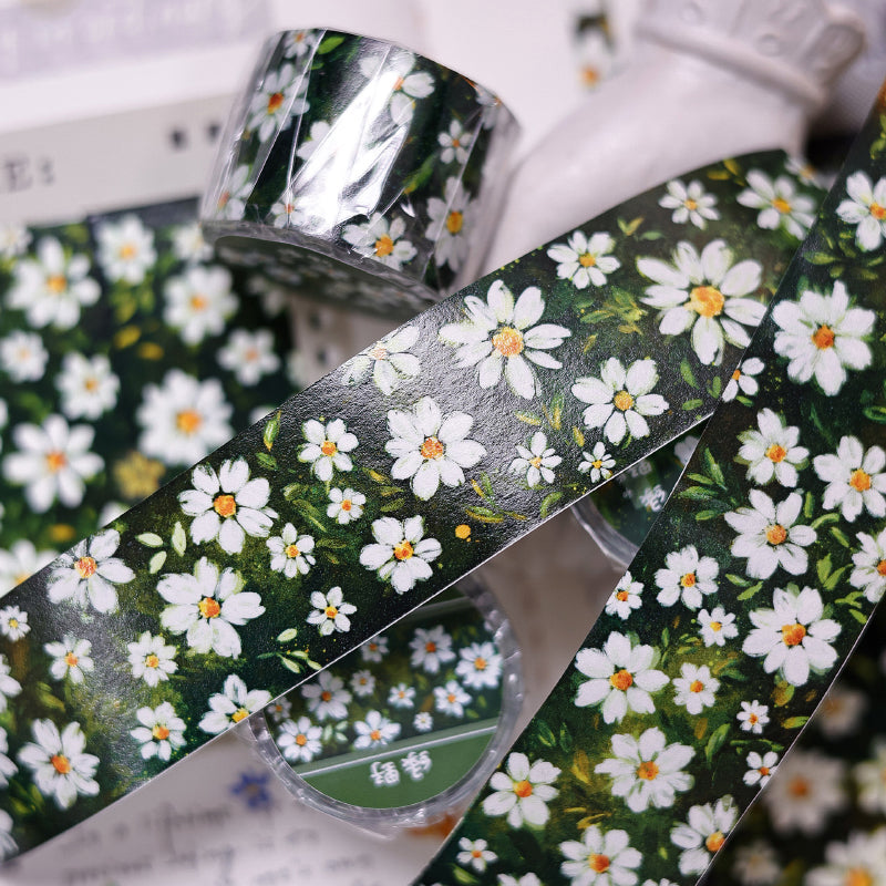 Whole Roll 2.7cm*3m Green Field Washi Tape featuring green designs for journaling, scrapbooking and collage