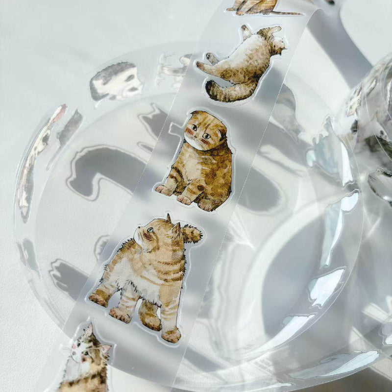 Whole Roll 3.5cm*10m kitty Die Cutting Washi/PET/Fog PET Tape for journaling, scrapbooking and collage