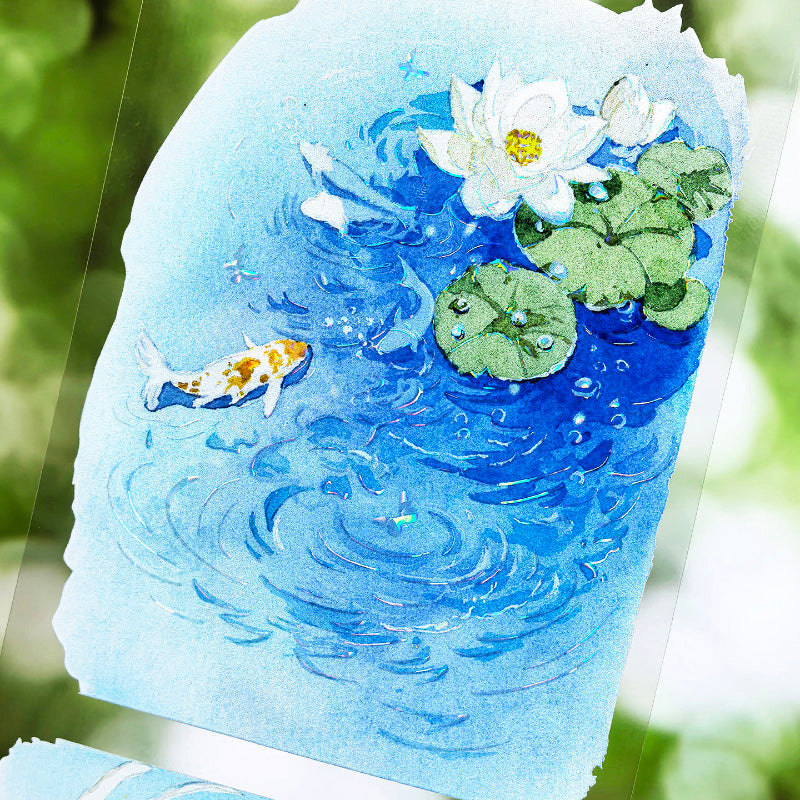 6.5cm*110cm Spring Water Shell Light PET Tape featuring spring, and light designs for journaling, scrapbooking and collage