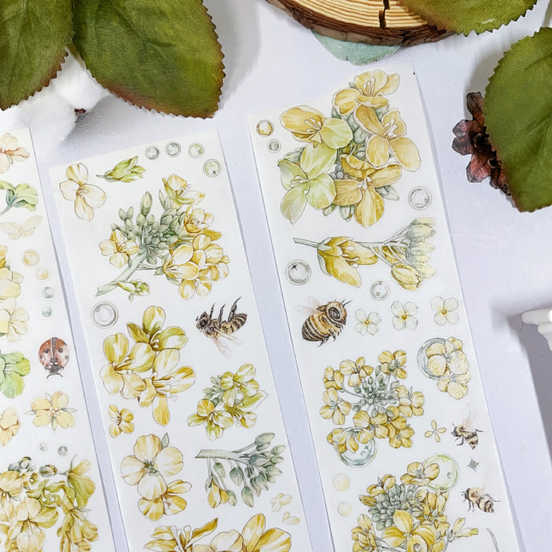 Whole Roll 5cm*5m Flower Insect Die Cutting Washi/Synthetic Paper/Shell Light PET Tape featuring flower, and light designs for journaling, scrapbooking and collage