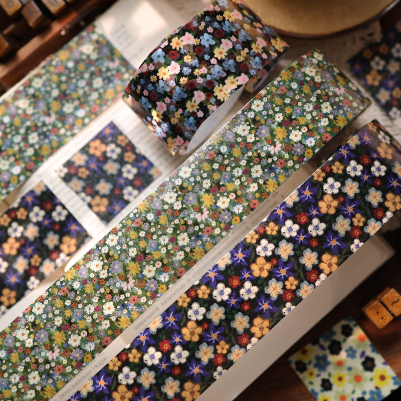 4.2cm*100cm Retro Floral Print Washi Tape featuring floral, and retro designs for journaling, scrapbooking and collage