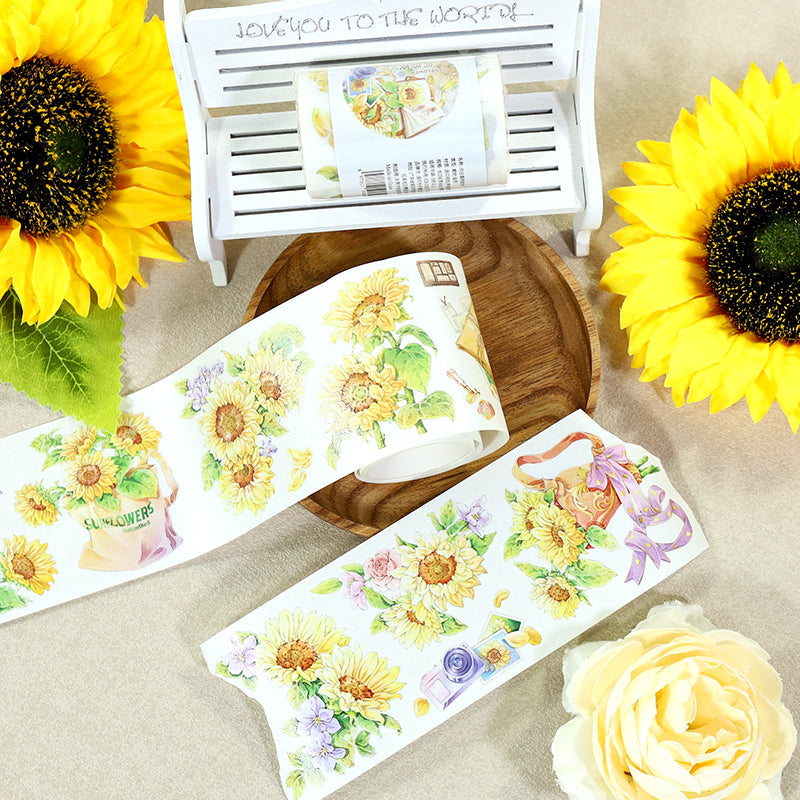 Time of Sunflowers Die Cutting Washi Tape featuring flower, and sun designs for journaling, scrapbooking and collage