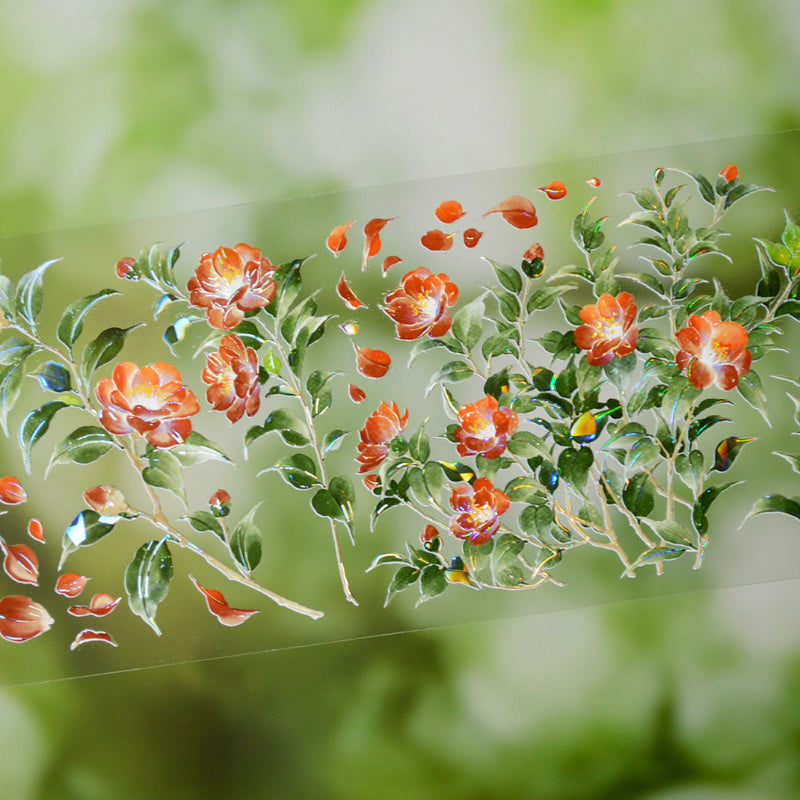 Whole Roll 6cm*5m Chiyako Flower Shell Light PET Tape featuring flower, and light designs for journaling, scrapbooking and collage