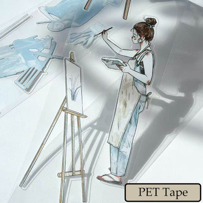 6cm*333cm Drawing girl Die Cutting Washi/PET/Fog PET Tape