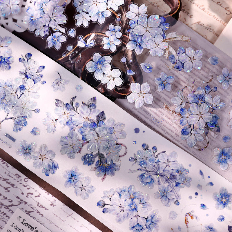 Whole Roll 6.5cm*5m Cherry Blossom Rain Die Cutting Washi/PET/Shell Light Washi/PET Tape