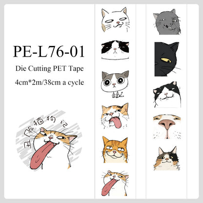 Ugly Face Cats Dogs Series Die Cutting PET Tape