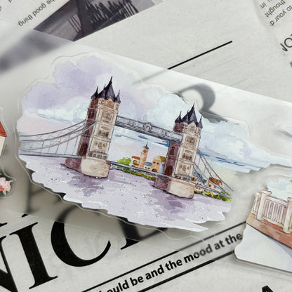 6.5cm*125cm Encountering the small town Die Cutting Washi/PET/Fog PET Tape for journaling, scrapbooking and collage