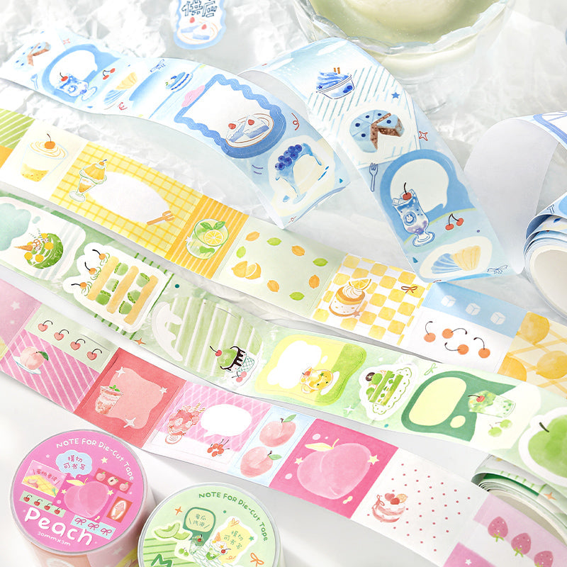 Strawberry Tart Series Die Cutting Writing Paper Tape featuring strawberry designs for journaling, scrapbooking and collage
