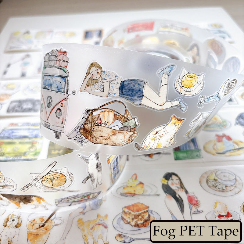Whole Roll 6cm*5m Leisure Time Die Cutting Washi/PET/Fog PET Tape