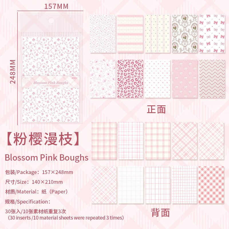 Blossom Pink Boughs Lightly Retro Textured Material Paper