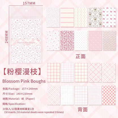 Blossom Pink Boughs Lightly Retro Textured Material Paper