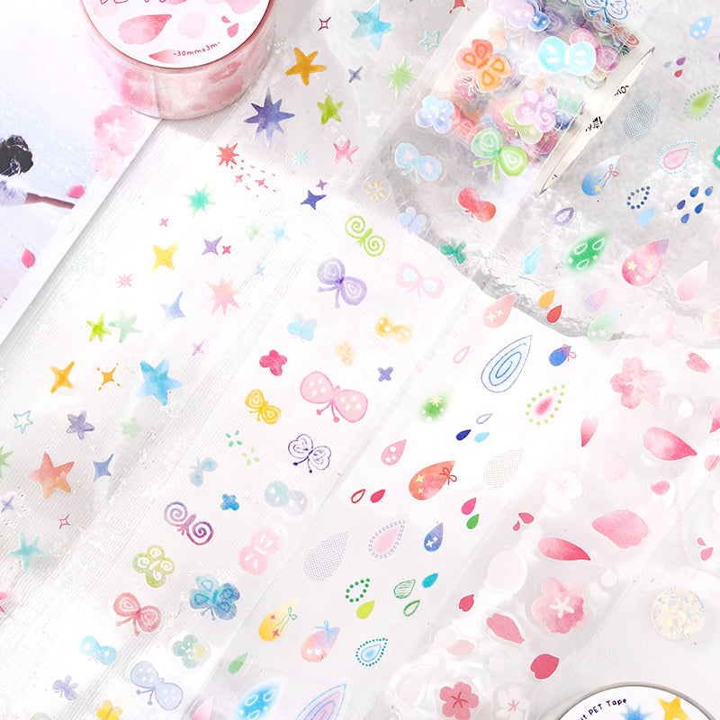 Variegated Small Fragment Series Die Cutting PET Tape for journaling, scrapbooking and collage