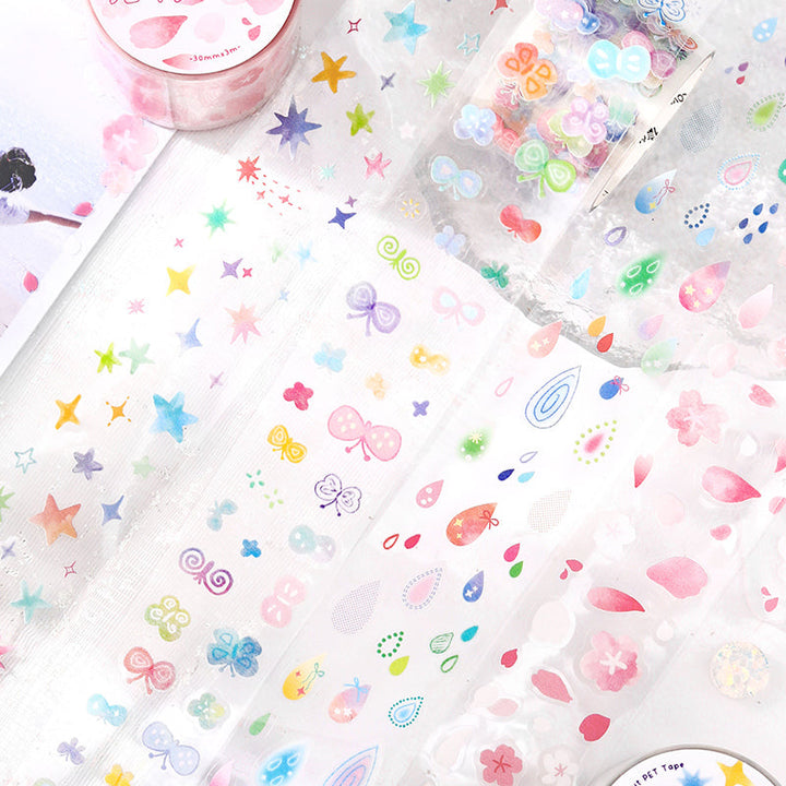 Variegated Small Fragment Series Die Cutting PET Tape for journaling, scrapbooking and collage