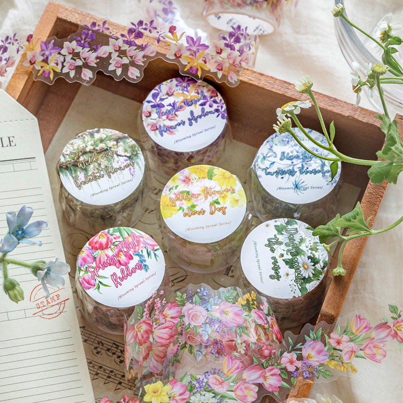 Floral Spread Series PET Tape featuring floral designs for journaling, scrapbooking and collage