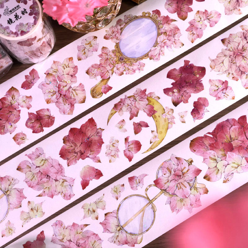 Whole Roll 6cm*5m Flower Mirror Die Cutting Shell Light Washi/PET Tape