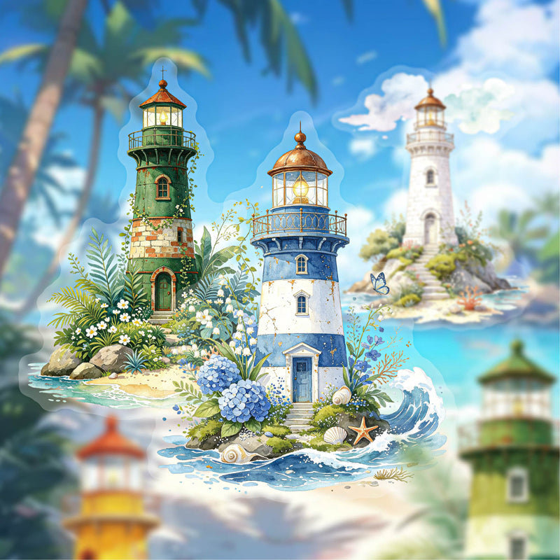 Lighthouse Series Sticker featuring house, and light designs for journaling, scrapbooking and collage