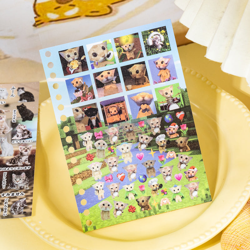 Meow Words Series Sticker Book featuring book designs for journaling, scrapbooking and collage