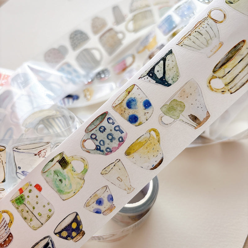 5cm*166cm One Cup Die Cutting Silver Stamping Washi/PET/Fog PET Tape